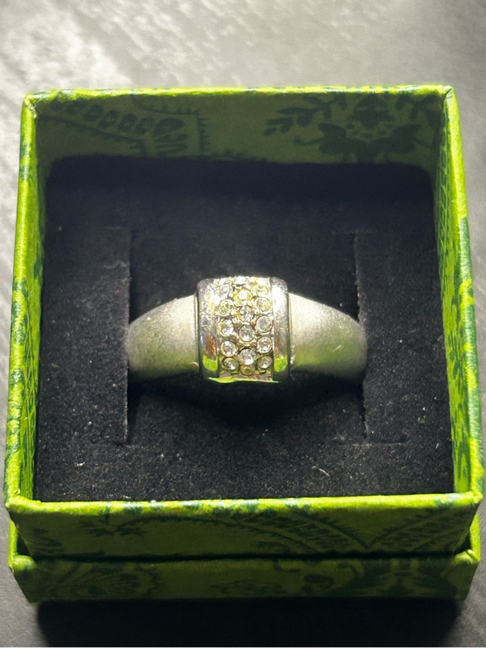 Silver Men or Women’s Pavé Crystal Signet Ring - Unbranded